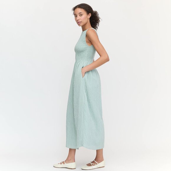 Hill House Cosima Nap Dress - Soft Green Tonal Seersucker Size M - Picture 2 of 2